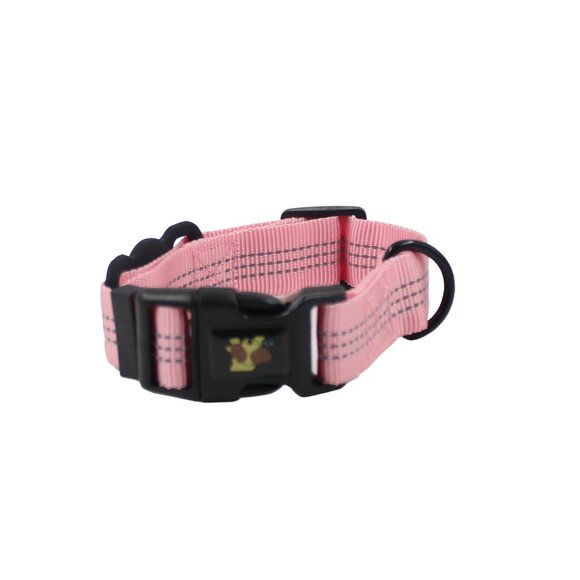 Medium Pink Adjustable Dog Collar with Apple AirTag Holder - Picture 2 of 3